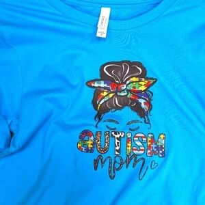Autism mom t-shirt, blue bella canvas size M